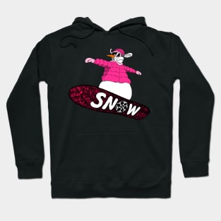 snowman on the board (pink) Hoodie